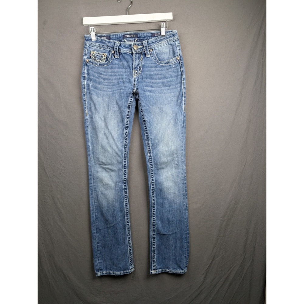 Vigoss Chelsea Slim Boot Jeans Heritage Fit Blue Denim Size 1/2 L33 Thick Stitch